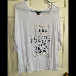 Top by Thalia Sodi Love Amore Eros Karlek & More Words for Love SZ XL